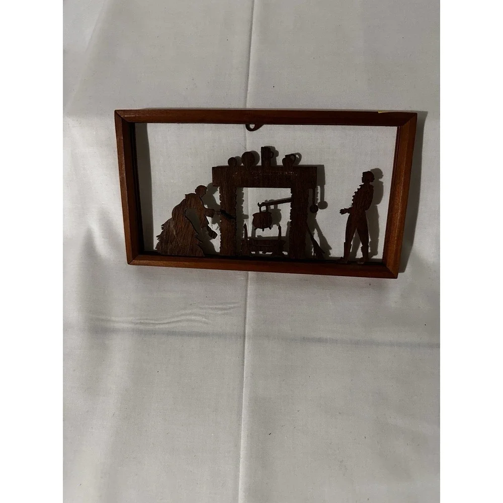 Wood  Wall Plaques Hand Made Vintage 1800's Farm Depiction's‎ 5x9